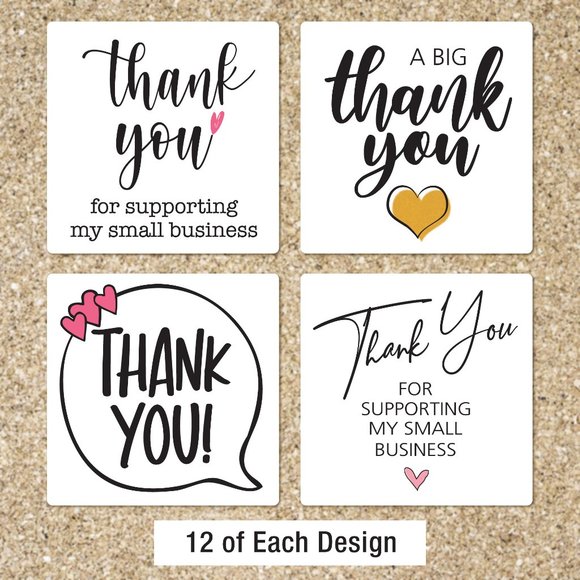 Design by Me Other - New! Square Thank You Stickers (48ct) Must Bundle